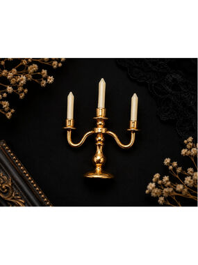 Vintage AXCESS Gold Tone Candelabra Brooch Pin | 3 Candle Candlestick Novelty
